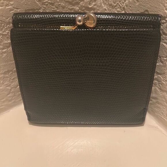 Salvatore Ferragamo Vara Bow Compact Wallet Black Grain Leather Preppy Old Money - Picture 2 of 14